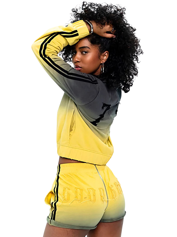 CITRINE GOOD KARMA FULL ZIPPER SWEAT SHORTS