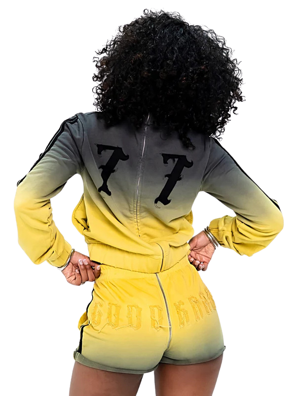 CITRINE GOOD KARMA FULL ZIPPER SWEAT SHORTS