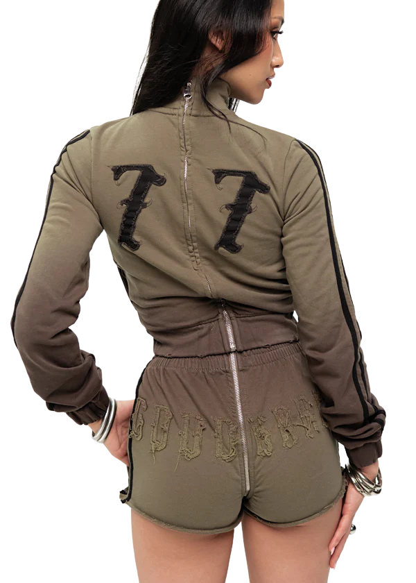 MOSS GOOD KARMA FULL ZIPPER SWEAT SHORTS