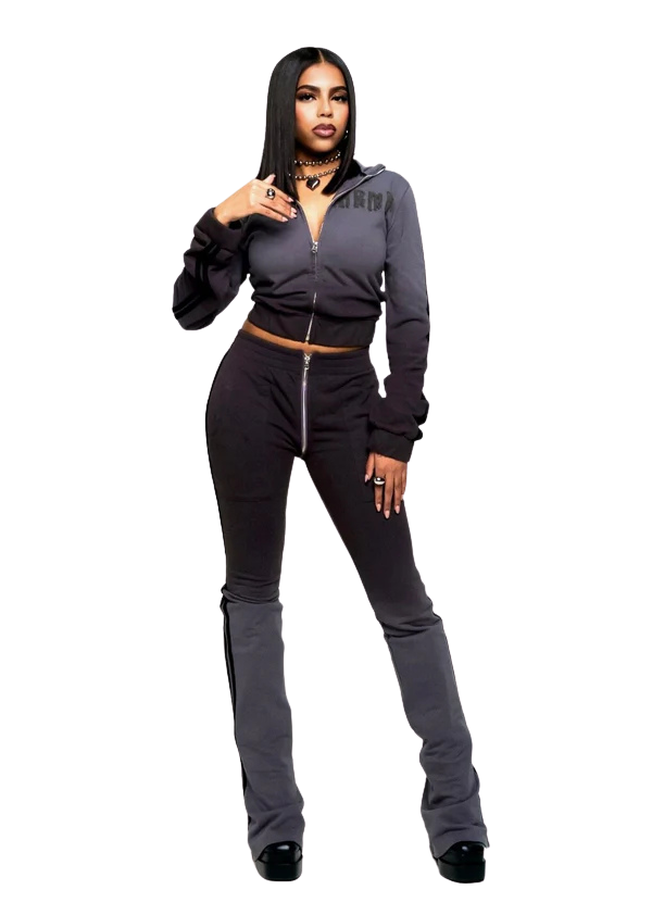 SLATE GOOD KARMA FULL ZIPPER SWEATPANTS