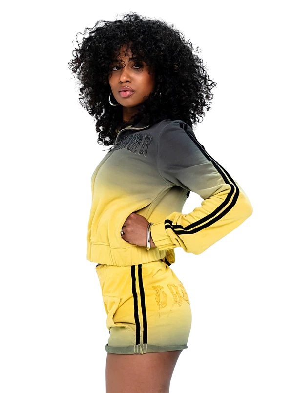 CITRINE GOOD KARMA FULL ZIPPER SWEAT SHORTS