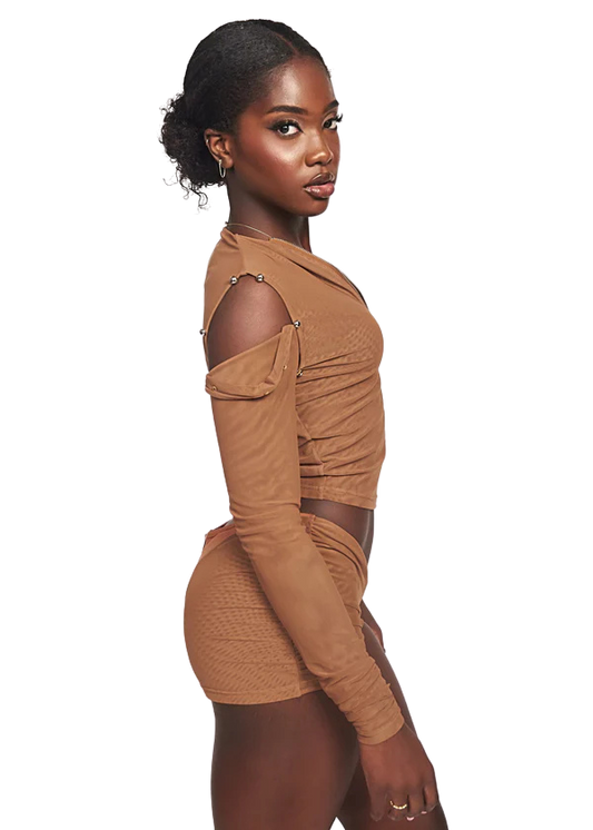 CACAO LIQUID MESH CONVERTIBLE ZIP TOP