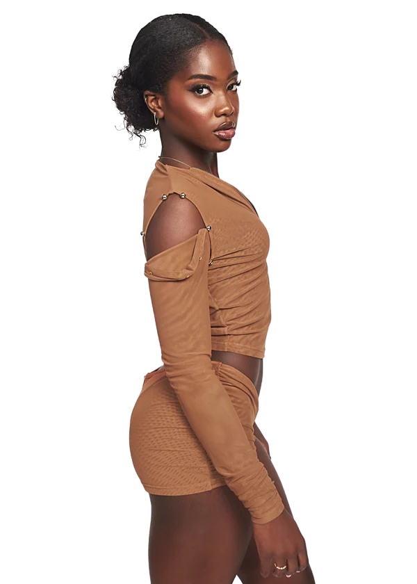 CACAO LIQUID MESH CONVERTIBLE ZIP TOP