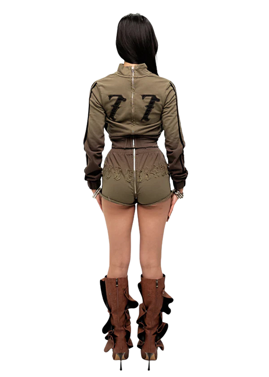 MOSS GOOD KARMA FULL ZIPPER SWEAT SHORTS