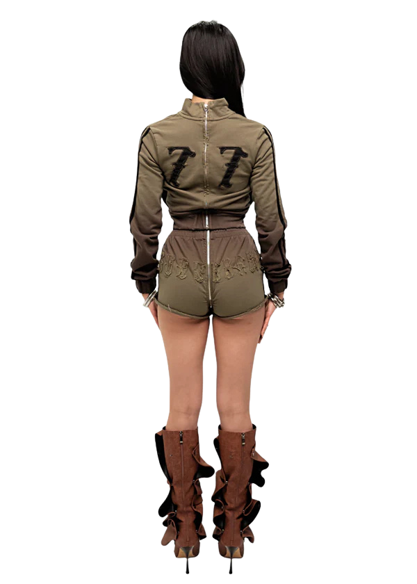 MOSS GOOD KARMA FULL ZIPPER SWEAT SHORTS