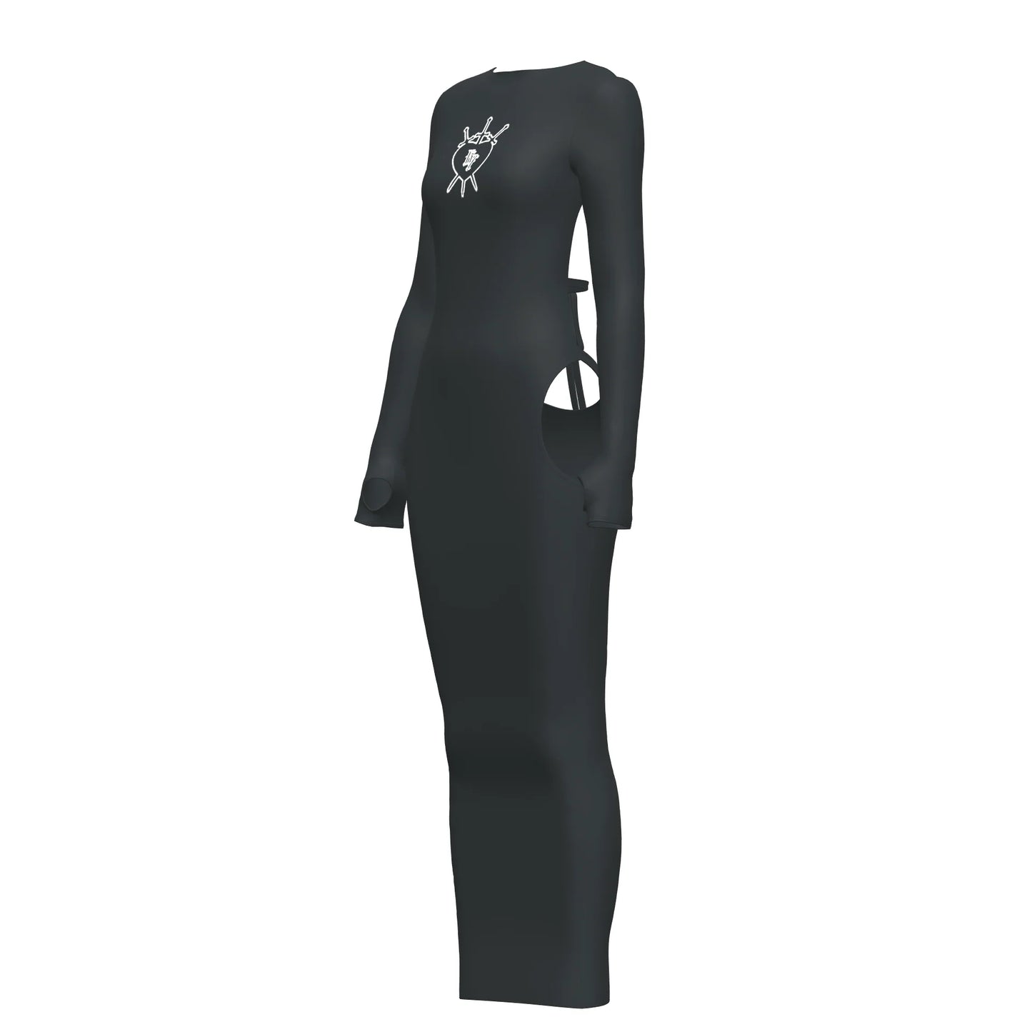 BLACK THREE OF SWORDS LOGO DRESS