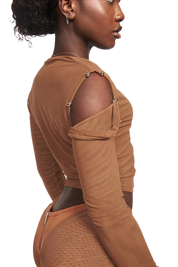 CACAO LIQUID MESH CONVERTIBLE ZIP TOP
