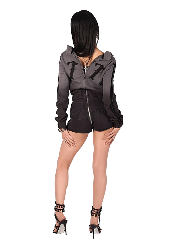 SLATE GOOD KARMA FULL ZIPPER SWEAT SHORTS