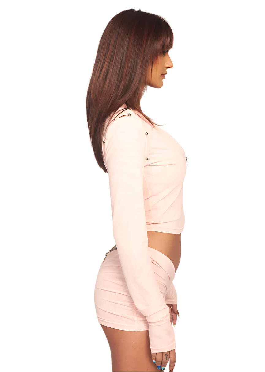 MOCHI LIQUID MESH V-BACK MINI SHORTS