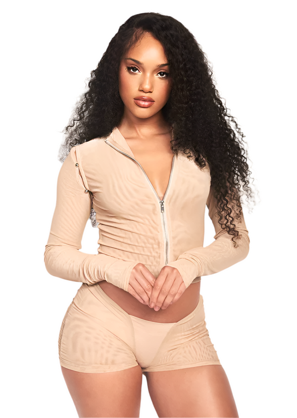 CHAI LIQUID MESH CONVERTIBLE ZIP TOP
