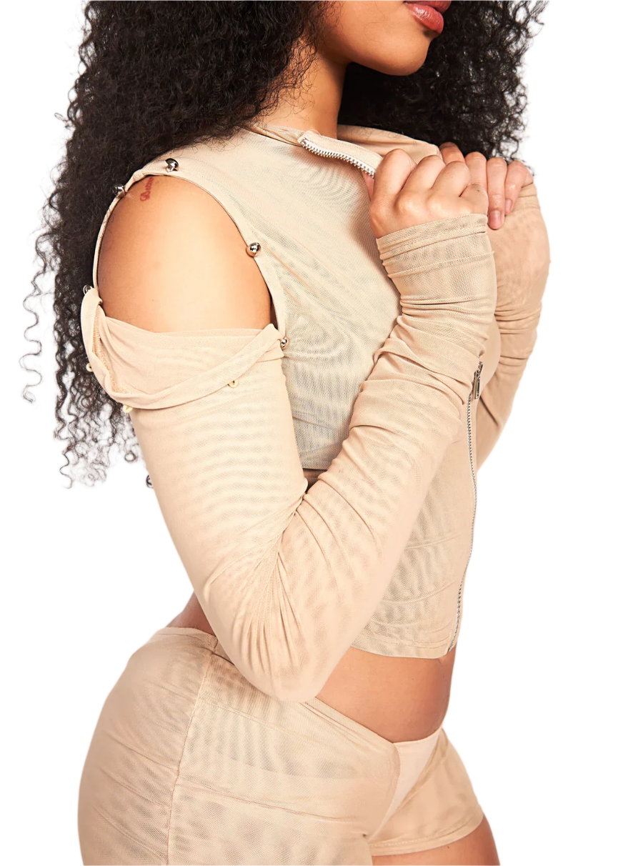 CHAI LIQUID MESH CONVERTIBLE ZIP TOP
