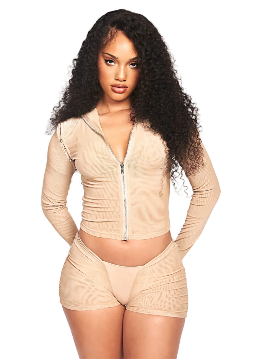 CHAI LIQUID MESH CONVERTIBLE ZIP TOP