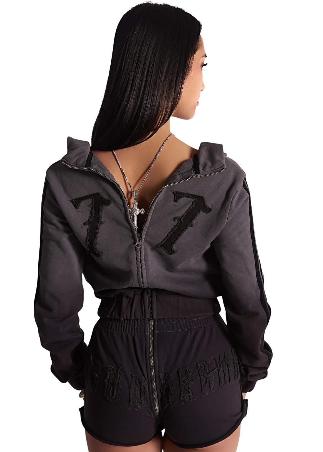 SLATE GOOD KARMA FULL ZIPPER SWEAT SHORTS